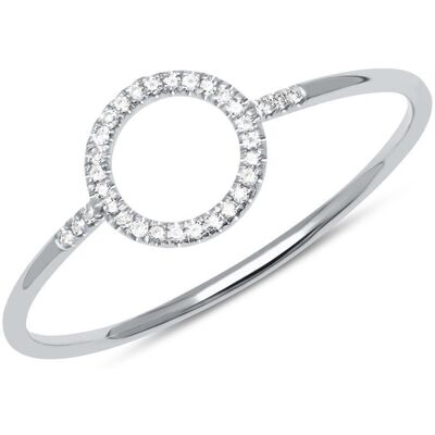 Unique Ring Kreis aus 14K Weißgold mit Diamantbesatz silber Unique Ring Kreis aus 14K Weißgold mit Diamantbesatz silber