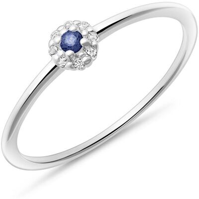 Unique Ring aus 14K Weißgold mit Saphir und Weißtopasen silber Unique Ring aus 14K Weißgold mit Saphir und Weißtopasen silber
