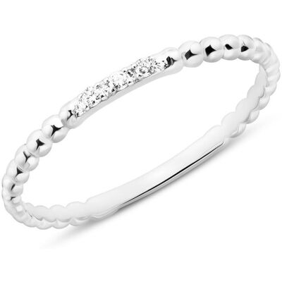 Unique Damenring aus 14K Weißgold mit Diamanten silber Unique Damenring aus 14K Weißgold mit Diamanten silber
