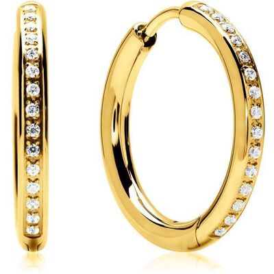 Unique Creolen aus Edelstahl vergoldet mit Zirkonia gold Unique Creolen aus Edelstahl vergoldet mit Zirkonia gold