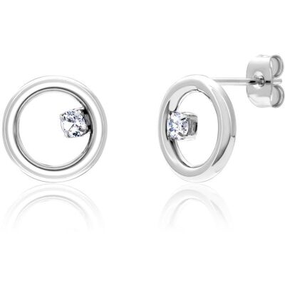 Unique Damen Ohrstecker Kreise aus Edelstahl mit Zirkonia silber Unique Damen Ohrstecker Kreise aus Edelstahl mit Zirkonia silber