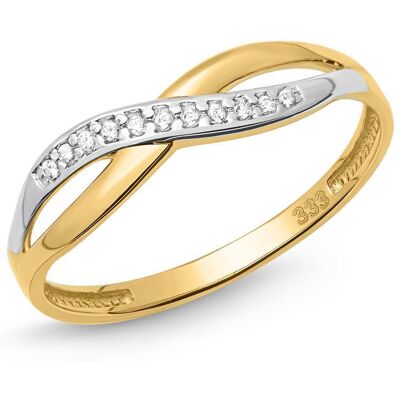 Unique 333er Goldring silber gold twist Zirkonia Unique 333er Goldring silber gold twist Zirkonia
