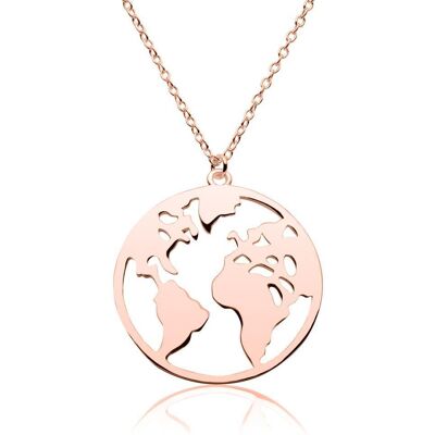 lanii Kette mit Weltanhänger aus rosévergoldetem 925er Silber rosé lanii Kette mit Weltanhänger aus rosévergoldetem 925er Silber rosé