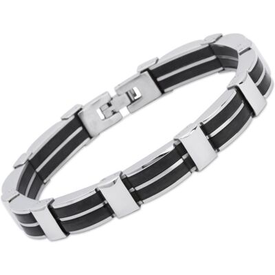 Unique Armband Edelstahl mit Kautschukelement schwarz Unique Armband Edelstahl mit Kautschukelement schwarz