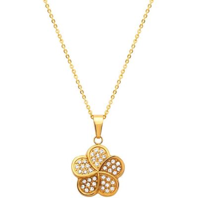 Unique Vergoldeter Anhänger aus Edelstahl Zirkonia mit Kette gold Unique Vergoldeter Anhänger aus Edelstahl Zirkonia mit Kette gold