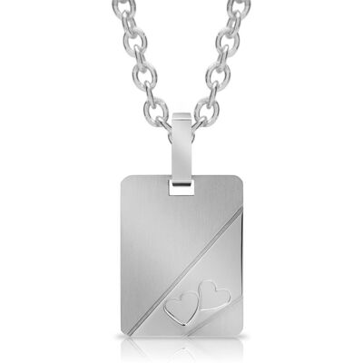 Unique Kette mit Anhänger mit Herzmotiven Edelstahl silber Unique Kette mit Anhänger mit Herzmotiven Edelstahl silber