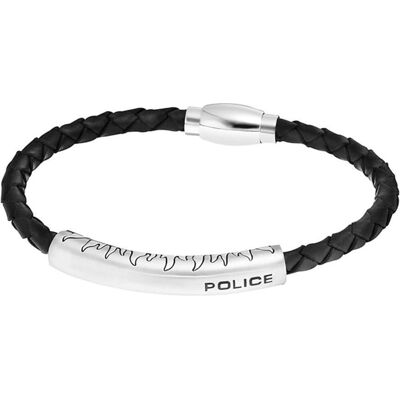 Police Herrenarmband Fury aus Leder und Edelstahl silber Police Herrenarmband Fury aus Leder und Edelstahl silber