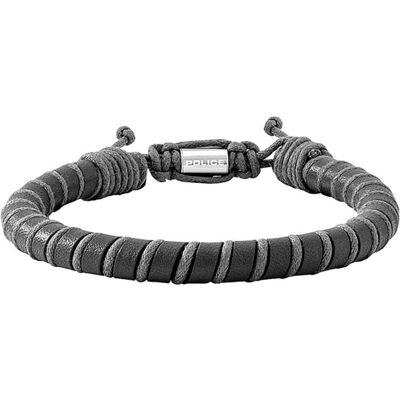 Police Herrenarmband Siem aus Leder, schwarz und grau schwarz Police Herrenarmband Siem aus Leder, schwarz und grau schwarz