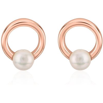 Unique Damen Perlenohrstecker aus 925er Silber, rosévergoldet rosé Unique Damen Perlenohrstecker aus 925er Silber, rosévergoldet rosé
