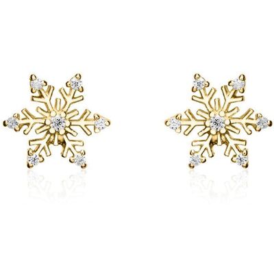 Unique Damen Ohrstecker Schneeflocken aus 925er Silber, gold gold Unique Damen Ohrstecker Schneeflocken aus 925er Silber, gold gold