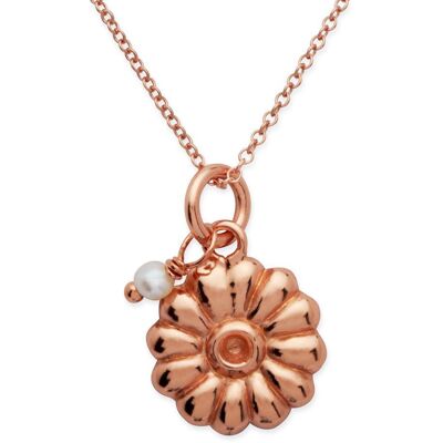 Unique Vergoldete Silberkette Blumenanhänger und Perle rosé Unique Vergoldete Silberkette Blumenanhänger und Perle rosé