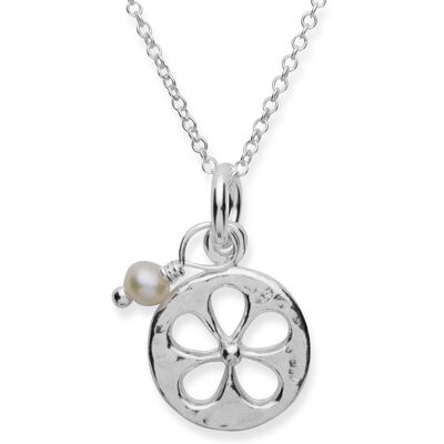 Unique Silberkette 925 mit Blumenanhänger und Perle silber Unique Silberkette 925 mit Blumenanhänger und Perle silber