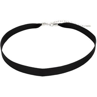 Unique Choker aus schwarzem Textil mit 925er Silberverschluss schwarz Unique Choker aus schwarzem Textil mit 925er Silberverschluss schwarz