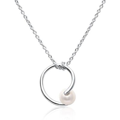 Unique Damenkette aus rhodiniertem Sterlingsilber mit Perle silber Unique Damenkette aus rhodiniertem Sterlingsilber mit Perle silber