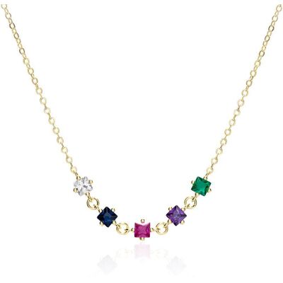 Unique Damenkette aus vergoldetem 925er Silber, Zirkonia, bunt gold Unique Damenkette aus vergoldetem 925er Silber, Zirkonia, bunt gold