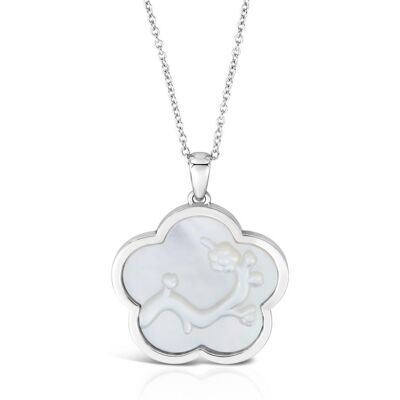 Unique Kette Pflaumenblüte mit Perlmutt-Anhänger, 925er Silber silber Unique Kette Pflaumenblüte mit Perlmutt-Anhänger, 925er Silber silber