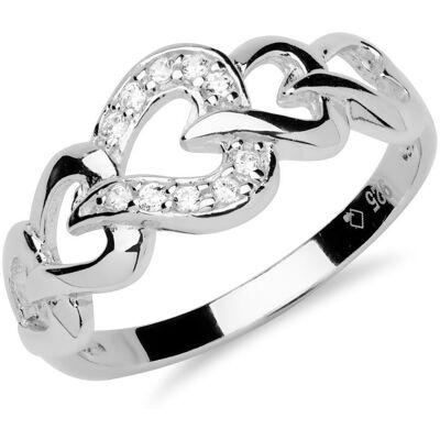Unique 925 Silber Ring mit Herzen und Zirkonia Unique 925 Silber Ring mit Herzen und Zirkonia