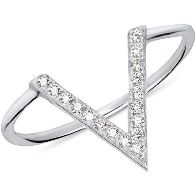 Unique Ring V aus Sterlingsilber mit Zirkonia silber Unique Ring V aus Sterlingsilber mit Zirkonia silber