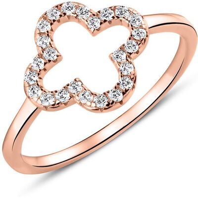 Unique Ring Kleeblatt aus 925er Silber rosévergoldet Zirkonia rosé Unique Ring Kleeblatt aus 925er Silber rosévergoldet Zirkonia rosé