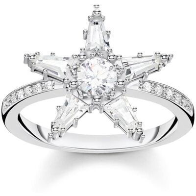 Thomas Sabo Stern Ring für Damen aus 925er Silber mit Zirkonia silber Thomas Sabo Stern Ring für Damen aus 925er Silber mit Zirkonia silber