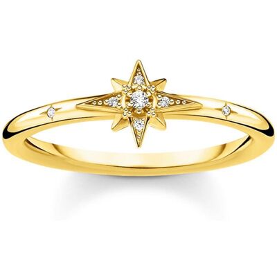 Thomas Sabo Damenring Stern aus vergoldetem 925er Silber, Zirkonia gold Thomas Sabo Damenring Stern aus vergoldetem 925er Silber, Zirkonia gold