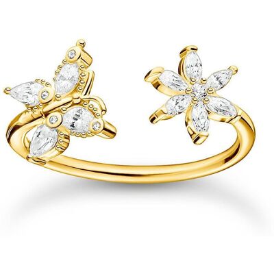 Thomas Sabo Damenring Schmetterling Blume aus 925er Silber, gold gold Thomas Sabo Damenring Schmetterling Blume aus 925er Silber, gold gold
