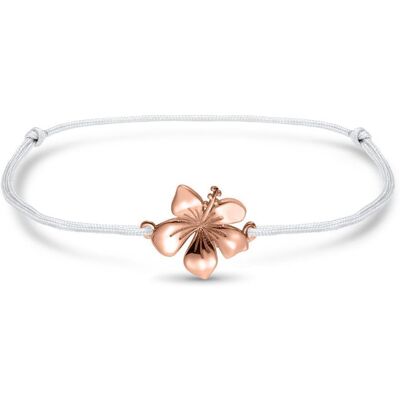 Unique Hibiskus Armband aus grauem Textil und 925er Silber grau Unique Hibiskus Armband aus grauem Textil und 925er Silber grau