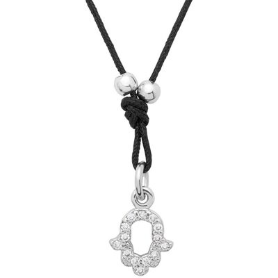Unique Textilkette mit 925 Silberelementen Zirkonia schwarz Unique Textilkette mit 925 Silberelementen Zirkonia schwarz