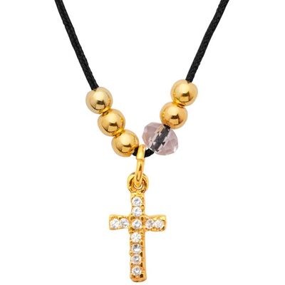 Unique Textilkette vergoldetes 925 Silberkreuz gold Unique Textilkette vergoldetes 925 Silberkreuz gold