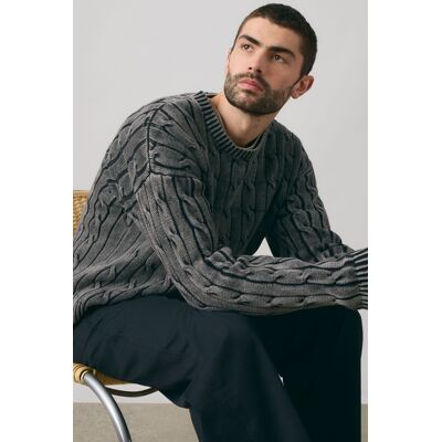 Levi's Carmel Pullover mit Zopfmuster und Rundhalsausschnitt - Herren - Schwarz / Schwarz M Levi's Carmel Pullover mit Zopfmuster und Rundhalsausschnitt - Herren - Schwarz / Schwarz M