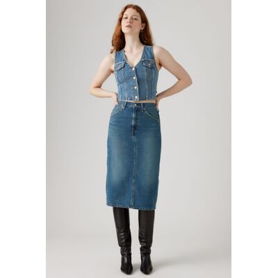 Levi's Rock mit Gehschlitz hinten und hohem Bund - Damen - Blau / Blau 27 Levi's Rock mit Gehschlitz hinten und hohem Bund - Damen - Blau / Blau 27