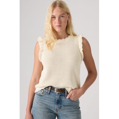 Levi's Lulu Flutter Sleeve Sweater Tank Top - Damen - Weiß / Weiß M Levi's Lulu Flutter Sleeve Sweater Tank Top - Damen - Weiß / Weiß M