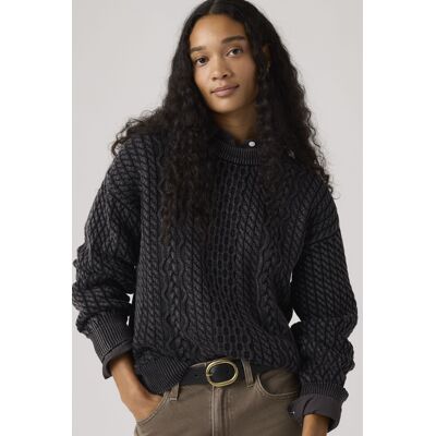 Levi's Leilah Pullover mit Zopfmuster und Rundhalsausschnitt - Damen - Schwarz / Schwarz M Levi's Leilah Pullover mit Zopfmuster und Rundhalsausschnitt - Damen - Schwarz / Schwarz M