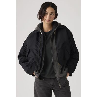 Levi's Bowie Cropped Bomber Jacke - Damen - Schwarz / Schwarz XS Levi's Bowie Cropped Bomber Jacke - Damen - Schwarz / Schwarz XS