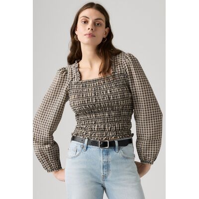 Levi's Heather Langarm-Bluse mit Raffungen - Damen - Grau / Grau XS Levi's Heather Langarm-Bluse mit Raffungen - Damen - Grau / Grau XS