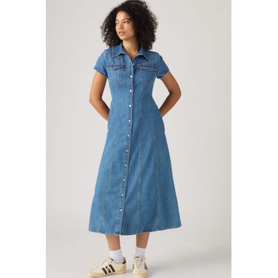 Levi's Short-Sleeve Flare Western Lightweight Dress - Damen - Mittlere Waschung / Mittlere Waschung XS Levi's Short-Sleeve Flare Western Lightweight Dress - Damen - Mittlere Waschung / Mittlere Waschung XS