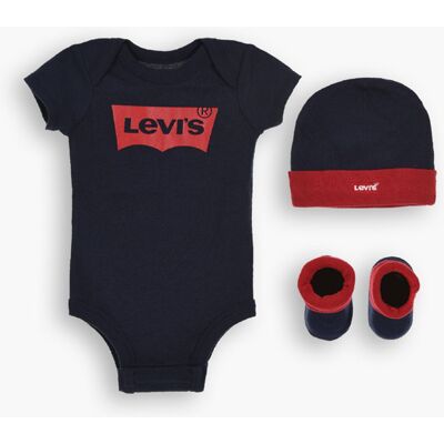 Levi's 3-teiliges Set aus Jumpsuit und Schühchen für Babys - Herren - Blau / Blau 12M Levi's 3-teiliges Set aus Jumpsuit und Schühchen für Babys - Herren - Blau / Blau 12M
