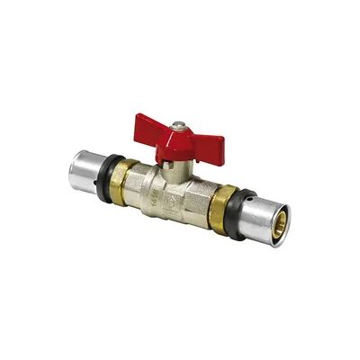 Pipetec Pressfitting Kugelhahn, mit roten Flügelgriff (Ausführung: 50 mm) Pipetec Pressfitting Kugelhahn, mit roten Flügelgriff (Ausführung: 50 mm)