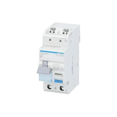 Hager ADS963D Fehlerstrom-Schalter - 1P+N, 13A, 30mA, 6kA Hager ADS963D Fehlerstrom-Schalter - 1P+N, 13A, 30mA, 6kA