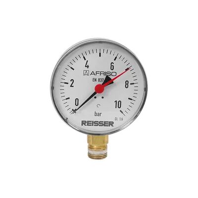 Afriso Rohrfeder-Manometer für Heizung/Sanitär Industrie - Radial, DN15 (Ausführung: Ø100 mm. 1/2''. 6bar Anzeigebereich) Afriso Rohrfeder-Manometer für Heizung/Sanitär Industrie - Radial, DN15 (Ausführung: Ø100 mm. 1/2''. 6bar Anzeigebereich)
