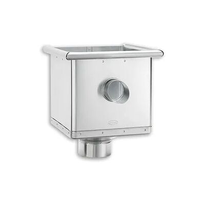 Wasserfangkasten Grömo kubisch exzentrisch mit Überlauf, Aluminium, verschiedene Größen (Ausführung: Ø 80mm. 240mm breit) Wasserfangkasten Grömo kubisch exzentrisch mit Überlauf, Aluminium, verschiedene Größen (Ausführung: Ø 80mm. 240mm breit)