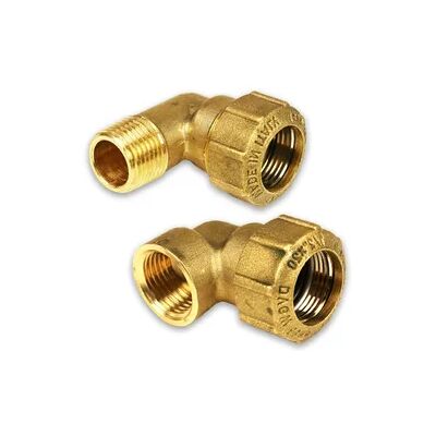 Messing Schraubfitting für PE-Rohr Winkel 90° mit IG oder AG, schwere Ausführung (Ausführung: 63 - 2''AG) Messing Schraubfitting für PE-Rohr Winkel 90° mit IG oder AG, schwere Ausführung (Ausführung: 63 - 2''AG)