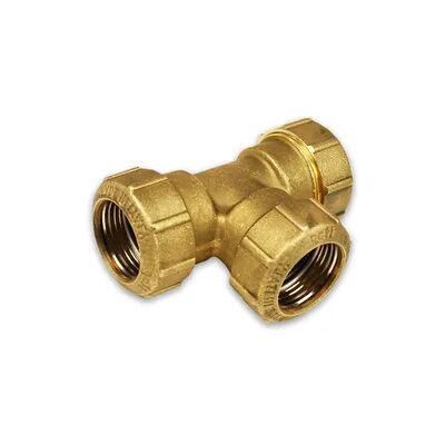 Messing Schraubfitting für PE-Rohr T-Stück, schwere Ausführung, DVGW Prüfzeichen (Ausführung: 63 mm) Messing Schraubfitting für PE-Rohr T-Stück, schwere Ausführung, DVGW Prüfzeichen (Ausführung: 63 mm)