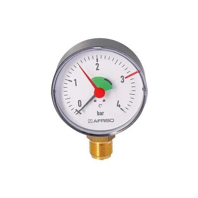 Rohrfeder-Manometer für Heizung/Sanitär - Radial, Afriso, Ø80mm, DN15 (1/2''), 3bar Markierung Rohrfeder-Manometer für Heizung/Sanitär - Radial, Afriso, Ø80mm, DN15 (1/2''), 3bar Markierung