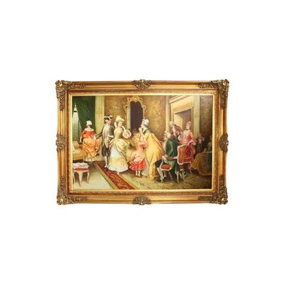 Casa Padrino Riesiges Handgemaltes Barock Öl Gemälde Gesellschaft Mod.2 Gold Prunk Rahmen 225 x 165 x 10 cm - Massives Material Casa Padrino Riesiges Handgemaltes Barock Öl Gemälde Gesellschaft Mod.2 Gold Prunk Rahmen 225 x 165 x 10 cm - Massives Material