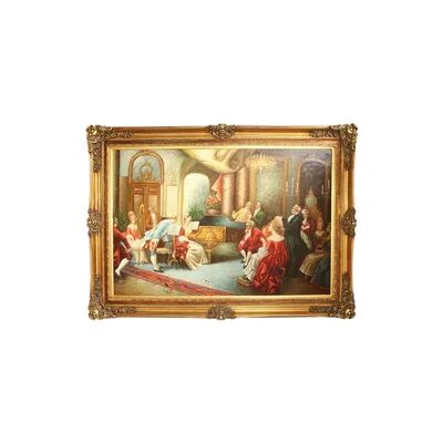 Casa Padrino Riesiges Handgemaltes Barock Öl Gemälde Abend mit Klassischer Musik Gold Prunk Rahmen 225 x 165 x 10 cm - Massives Material Casa Padrino Riesiges Handgemaltes Barock Öl Gemälde Abend mit Klassischer Musik Gold Prunk Rahmen 225 x 165 x 10 cm - Massives Material