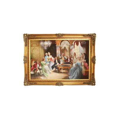 Casa Padrino Riesiges Handgemaltes Barock Öl Gemälde Abend mit Klassischer Musik Mod.2 Gold Prunk Rahmen 225 x 165 x 10 cm - Massives Material Casa Padrino Riesiges Handgemaltes Barock Öl Gemälde Abend mit Klassischer Musik Mod.2 Gold Prunk Rahmen 225 x 165 x 10 cm - Massives Material