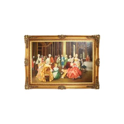 Casa Padrino Riesiges Handgemaltes Barock Öl Gemälde Unterhaltungsabend Gold Prunk Rahmen 225 x 165 x 10 cm - Massives Material Casa Padrino Riesiges Handgemaltes Barock Öl Gemälde Unterhaltungsabend Gold Prunk Rahmen 225 x 165 x 10 cm - Massives Material
