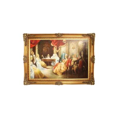 Casa Padrino Riesiges Handgemaltes Barock Öl Gemälde Literaturabend Mod.2 Gold Prunk Rahmen 225 x 165 x 10 cm - Massives Material Casa Padrino Riesiges Handgemaltes Barock Öl Gemälde Literaturabend Mod.2 Gold Prunk Rahmen 225 x 165 x 10 cm - Massives Material