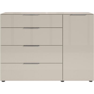 Die Möbelfundgrube Kommode 4 Schubladen Beige-Kaschmir - Glas - 135 cm - SANTORIN Die Möbelfundgrube Kommode 4 Schubladen Beige-Kaschmir - Glas - 135 cm - SANTORIN